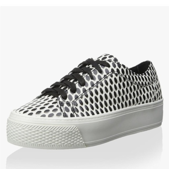 LOEFFLER RANDALL Women s Lace-Up Platform Sneaker Embossed Leather SZ 9 Preppy - Picture 1 of 16
